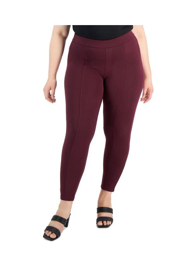 Style & Co Plus Size Ponte Knit Pull On Pants Berry Jam 2X