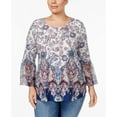thumbnail image 1 of Style & Co Plus Size Printed Bell Sleeve Top Ethereal Allure 2X, 1 of 2