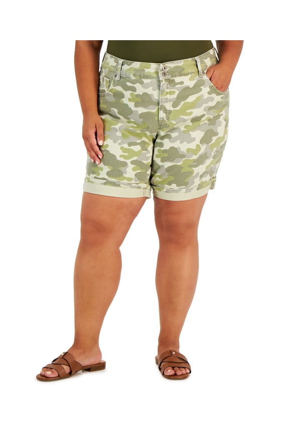 Style & Co Plus Size Printed Bermuda Shorts Camo Layer 16W