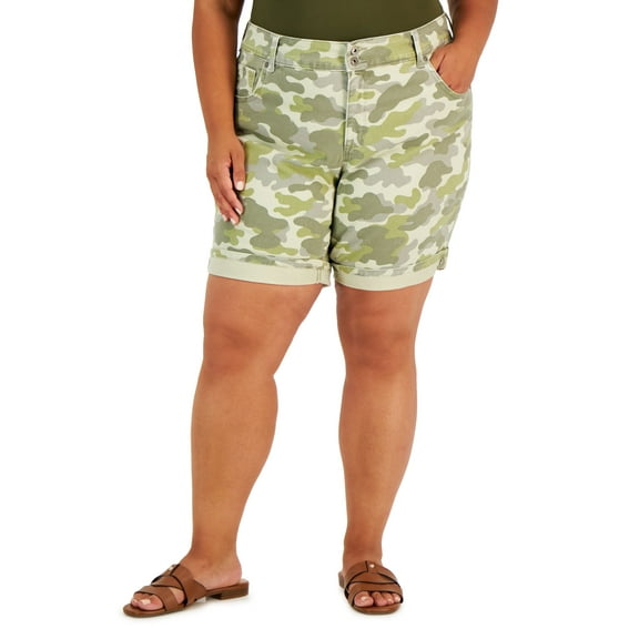 Style & Co Plus Size Printed Bermuda Shorts Camo Layer 18W