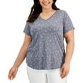 thumbnail image 1 of Style & Co Plus Size Printed Burnout T-Shirt Stars Blue 0X, 1 of 2