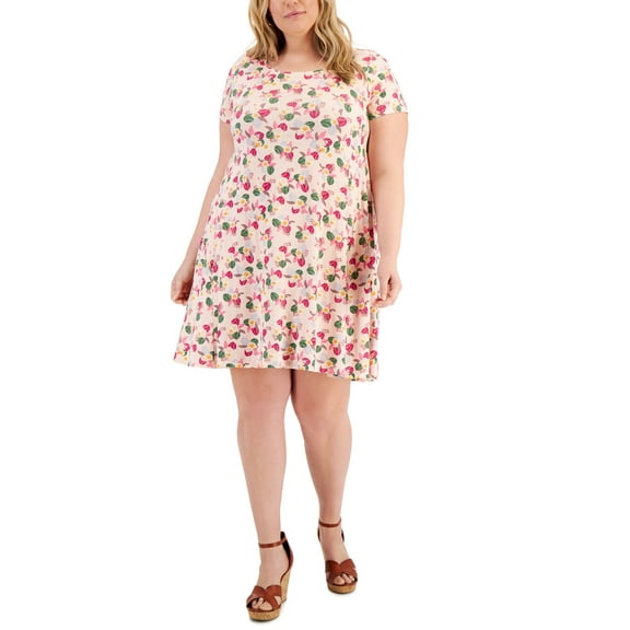 Style & Co Plus Size Printed Flip Flop Dress Trop Soft Shell 3X