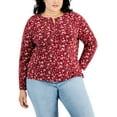 thumbnail image 1 of Style & Co Plus Size Printed Knit Shirt Scarlet Floral 2X, 1 of 1
