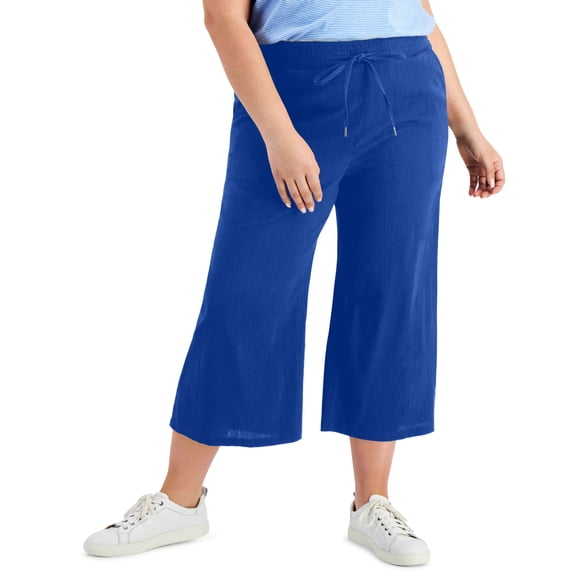 Style & Co Plus Size Pull On Cropped Pants Deep Cobalt 0X