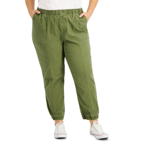 Style & Co Plus Size Pull On Utility Pants Winter Moss 2X