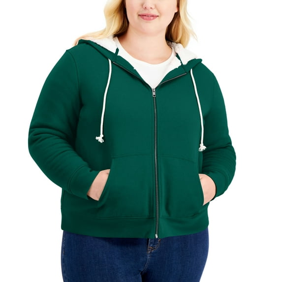 Style & Co Plus Size Sherpa Lined Hoodie Aventurine 1X