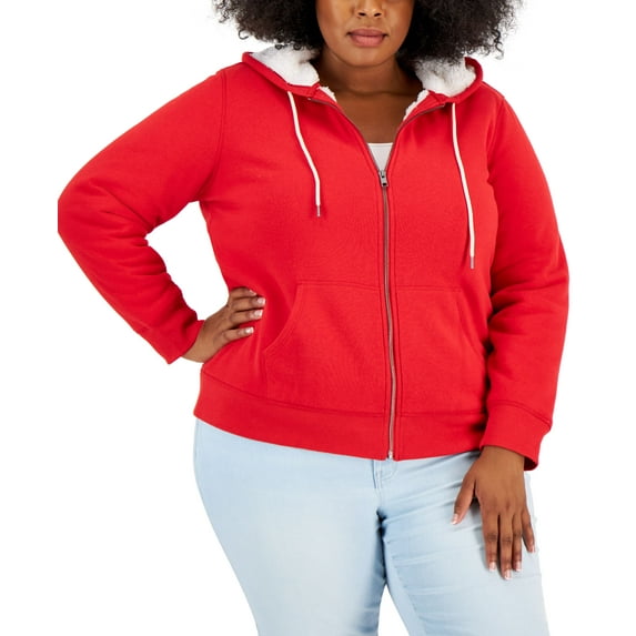 Style & Co Plus Size Sherpa Lined Hoodie Fire 3X