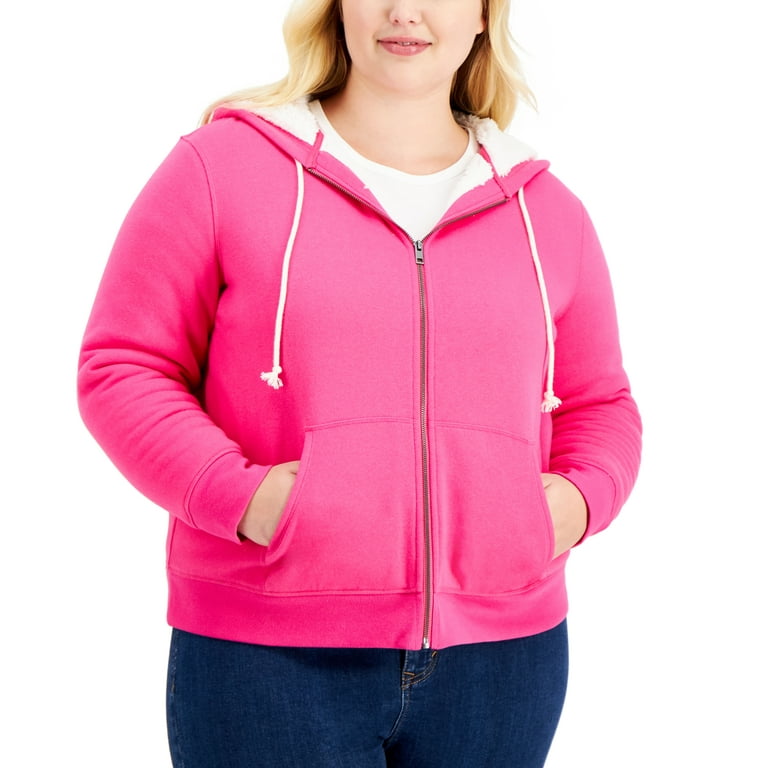 Style Co Plus Size Sherpa Lined Hoodie Preppy Pink 0X Walmart