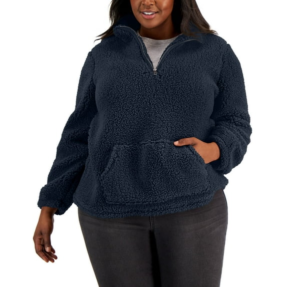 Style & Co Plus Size Sherpa Sweatshirt Industrial Blue 3X