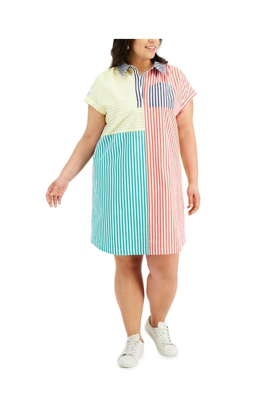 Style & Co Plus Size Shirtdress Cherrywhite 2X