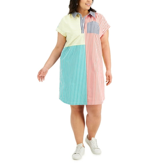 Style & Co Plus Size Shirtdress Cherrywhite 2X