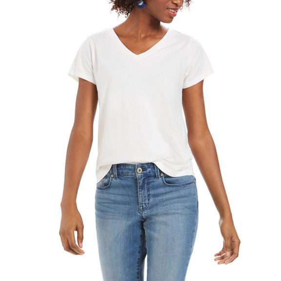 Style & Co Plus Size Solid Burnout T-Shirt Bright White 0X