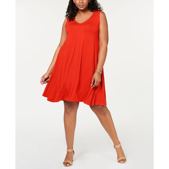 Style & Co Plus Size Solid Crisscross Back Dress Loving Red 1X