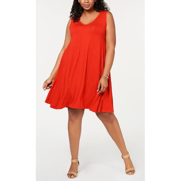 Style & Co Plus Size Solid Crisscross Back Dress Loving Red 1X