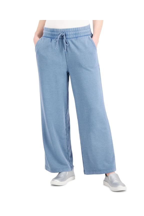 Style & Co Plus Size Solid Wide Leg Sweatpants Studio Denim 2X