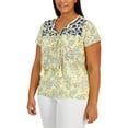 thumbnail image 1 of Style & Co Plus Size Split Neck Embroidered Top Yellow Fancy 4X, 1 of 1