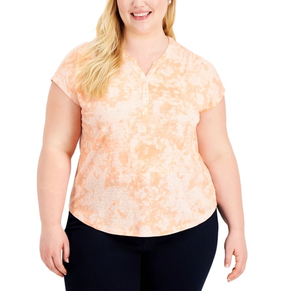 Style & Co Plus Size Split Neck Top Soft Shell 2X