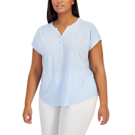 Style & Co Plus Size Split Neck Top Spacious Skies 3X