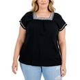 thumbnail image 1 of Style & Co Plus Size Square Neck Flutter Sleeve Top Deep Black 3X, 1 of 1