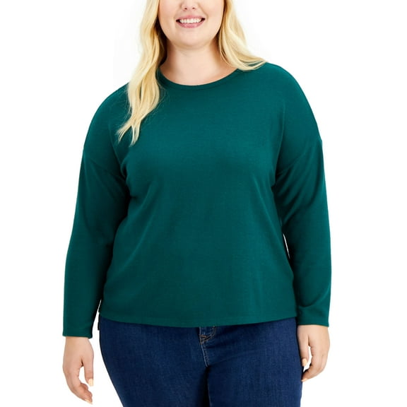 Style & Co Plus Size Step Hem Pullover Top Aventurine 3X