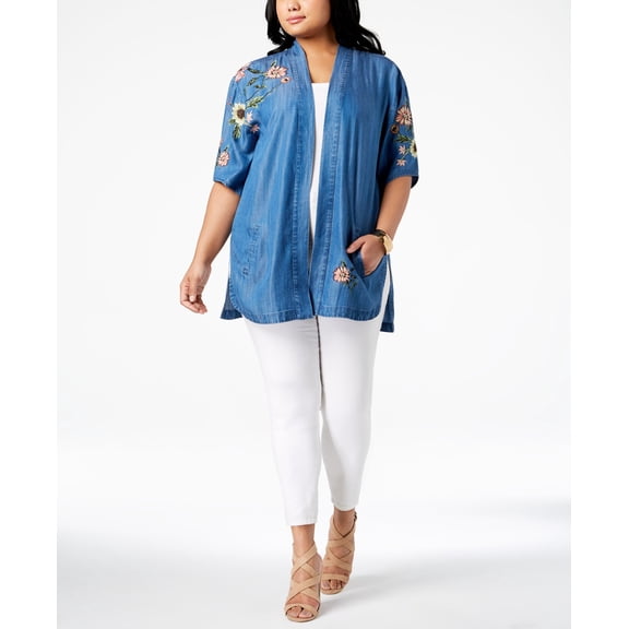 Style & Co Plus Size Summer Tide Embroidered Kimono Summertide 2X
