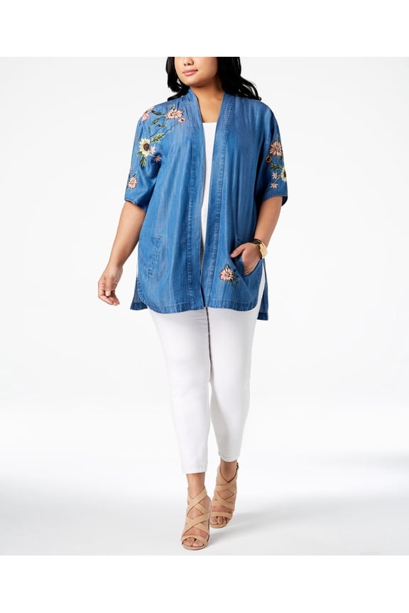 Style & Co Plus Size Summer Tide Embroidered Kimono Summertide 2X