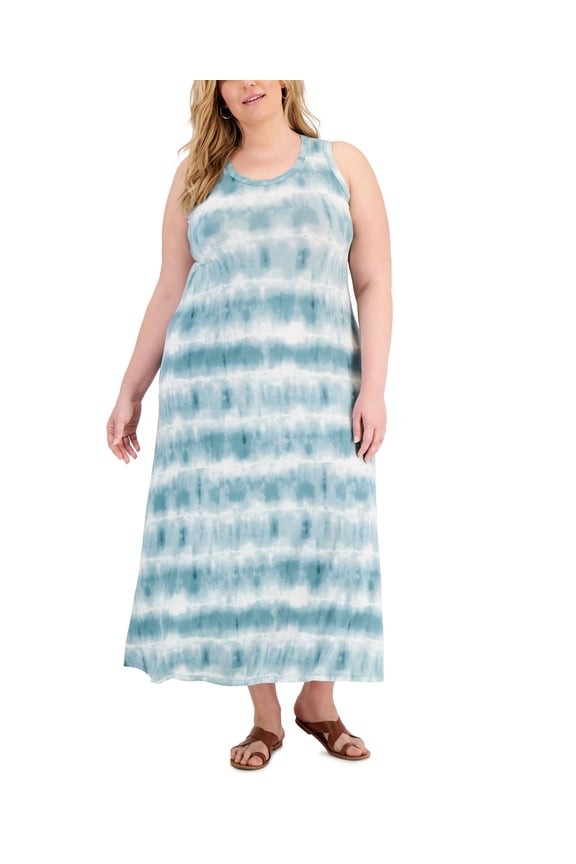 Style & Co Plus Size Tie Dyed Maxi Dress Sagebrush 2X