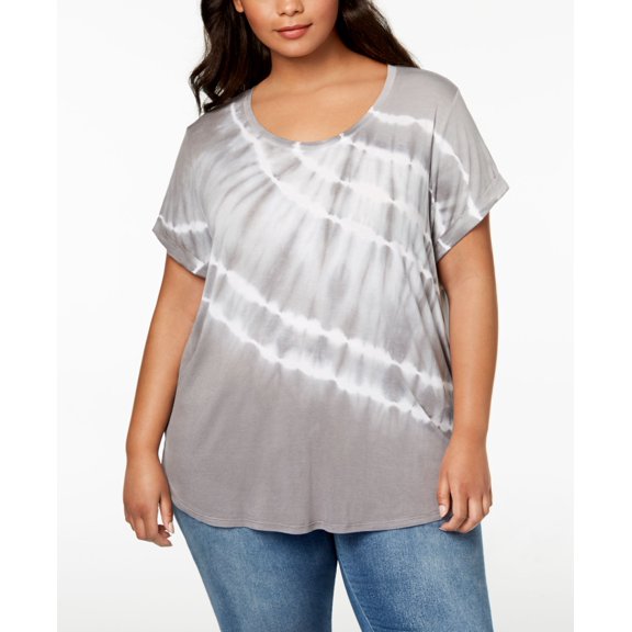 Style & Co Plus Size Tie Dyed Top Grey 1X