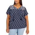 thumbnail image 1 of Style & Co Plus Size Tie Neck Top Ditsy Blue 2X, 1 of 1