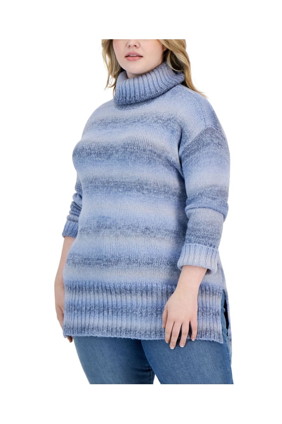 Style & Co Plus Size Turtleneck Tunic Sweater Blue Ombre 3X