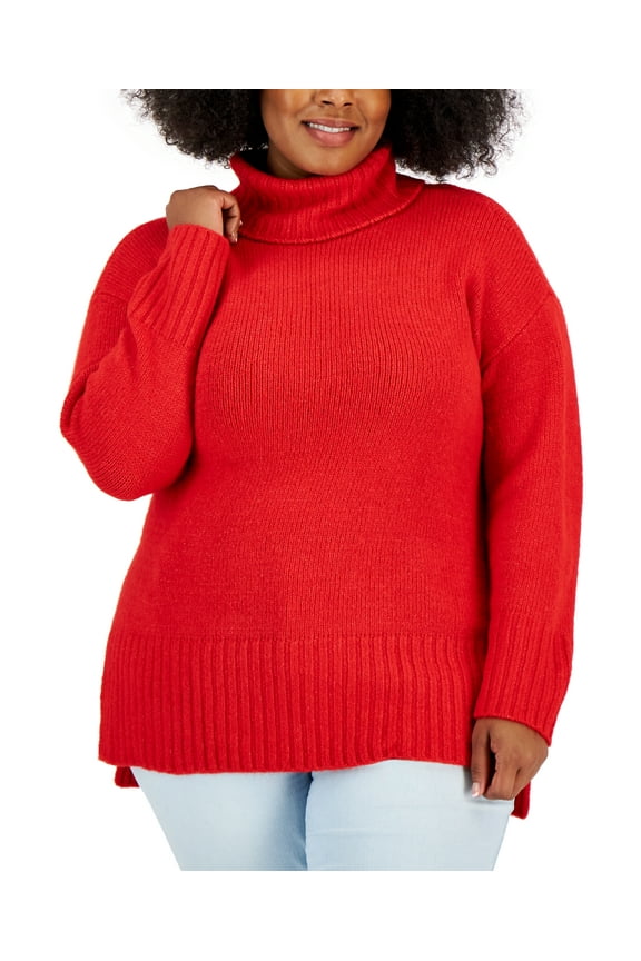 Style & Co Plus Size Turtleneck Tunic Sweater Turtlene Fire 2X