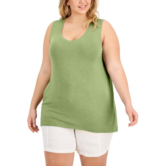 Style & Co Plus Size V Neck Tank Top Dry Grass 3X