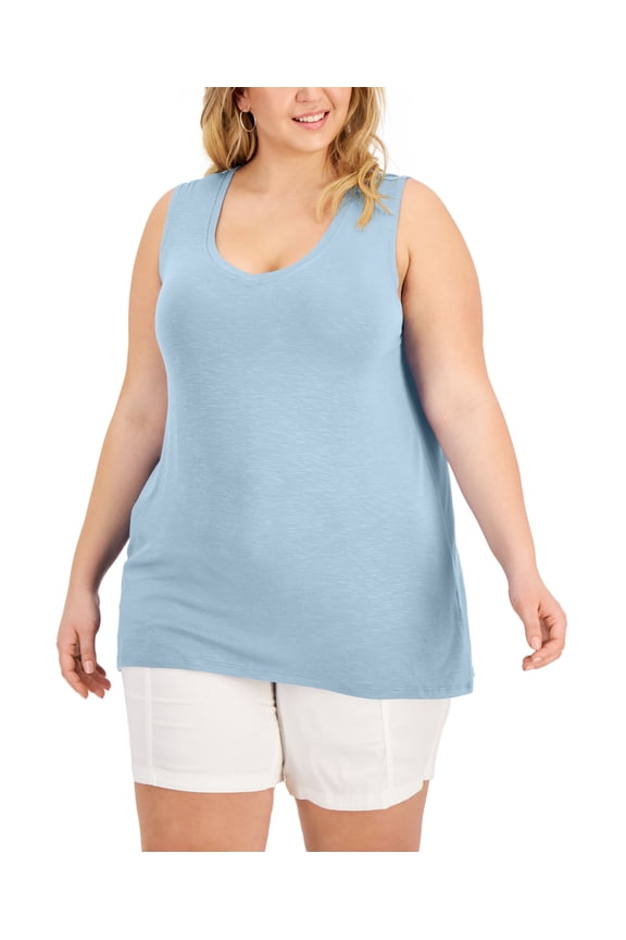 Style & Co Plus Size V Neck Tank Top Omphalodes 3X
