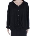thumbnail image 1 of Style & Co Plus Size V Neck Thermal Top Deep Black 2X, 1 of 2