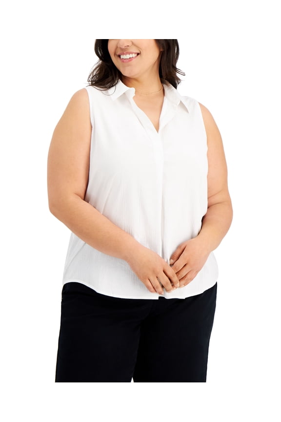 Style & Co Plus Size Woven Sleeveless Top Bright White 2X