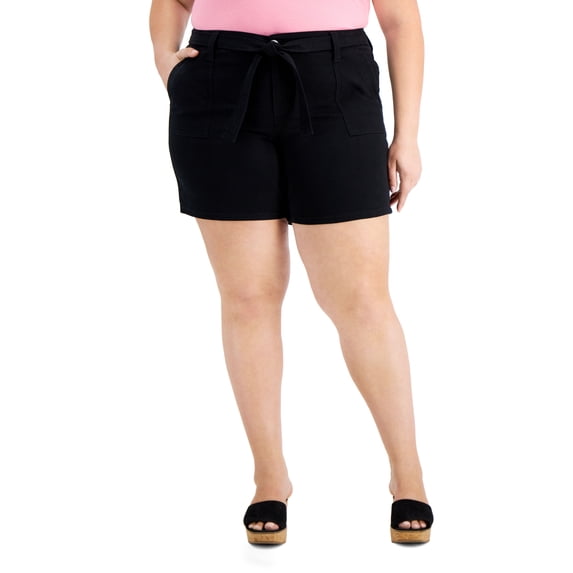 Style & Co Plus Utility Shorts Deep Black 24W