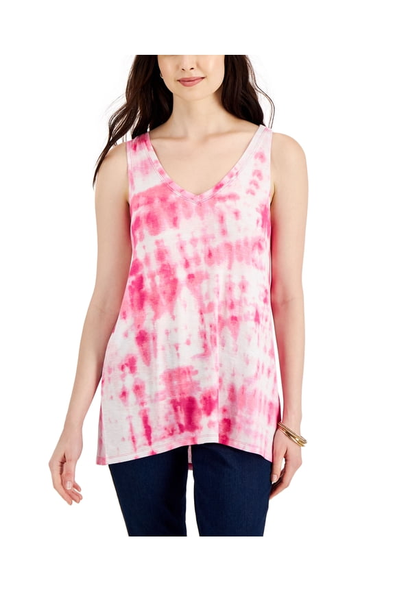 Style & Co Printed Drapey Tank Top Sangria Timeless XL