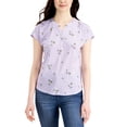 thumbnail image 1 of Style & Co Printed Henley T-Shirt Lilac Combo L, 1 of 1