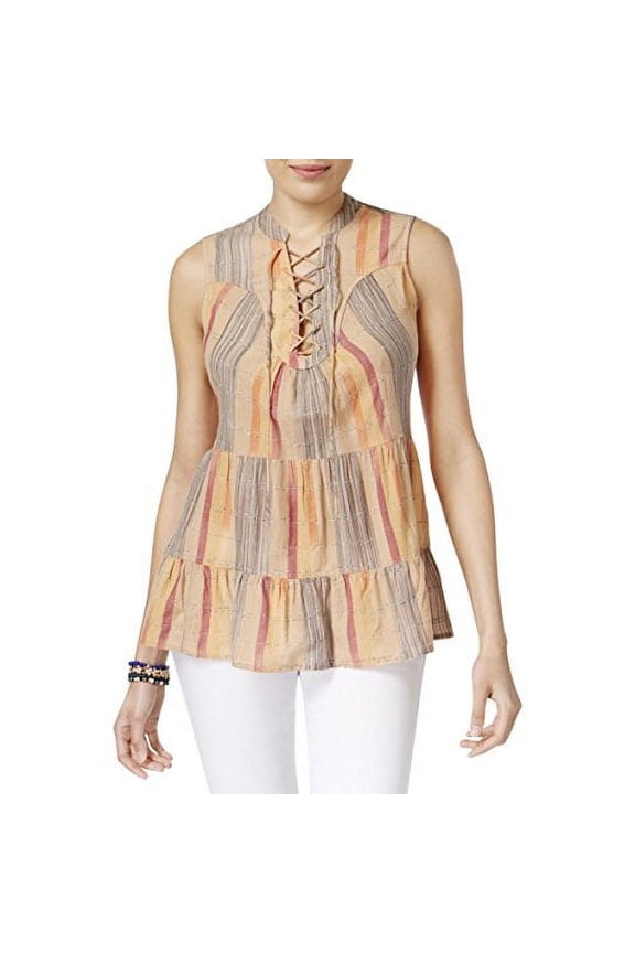 Printed Lace-Up Top (Harvey Stripe, S)