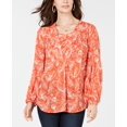 thumbnail image 1 of Style & Co Printed Pintucked Lace Up Top Idealic Paisley XS, 1 of 1
