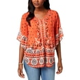 thumbnail image 1 of Style&Co Printed Pintucked Top (Riverside Salmon, L), 1 of 1