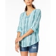 thumbnail image 1 of Style & Co Printed Roll Tab Shirt Solar Turquoise L, 1 of 1