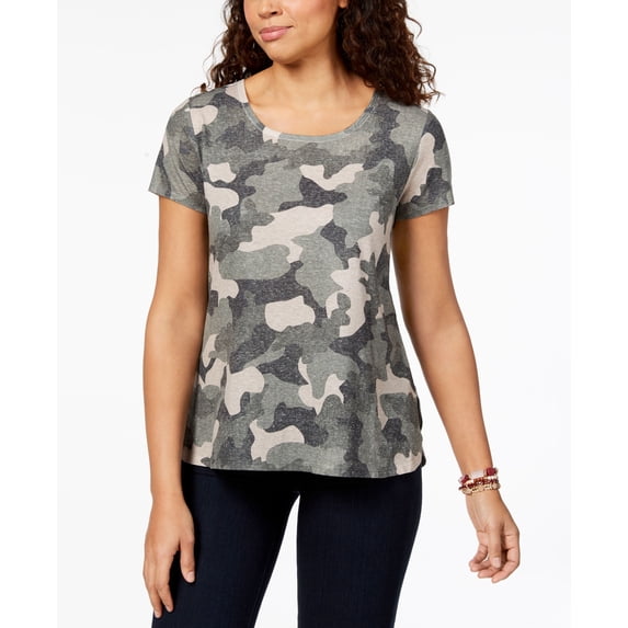 Style & Co Printed T-Shirt Jane Camo XS
