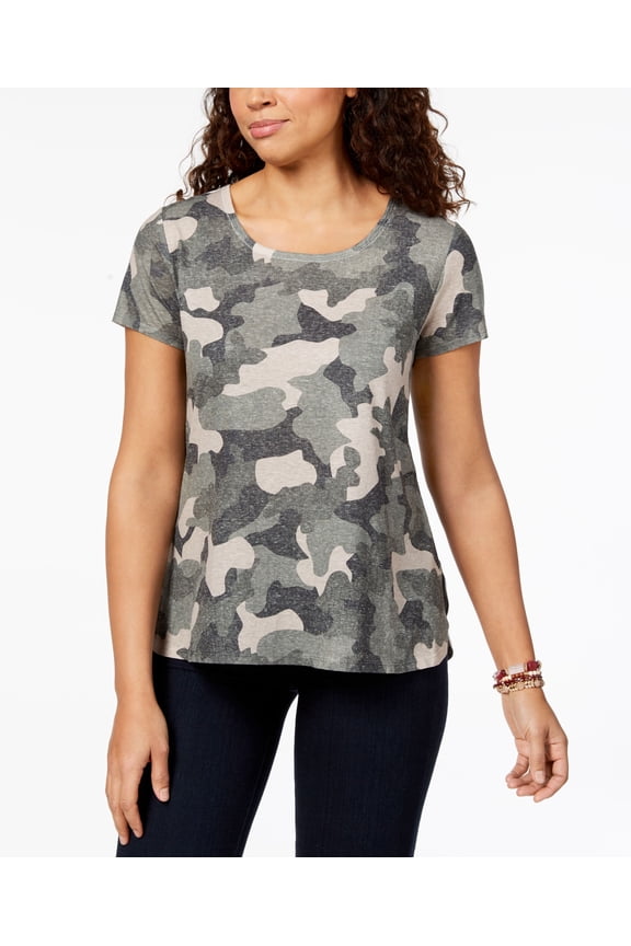 Style & Co Printed T-Shirt Jane Camo XS