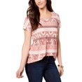 thumbnail image 1 of Style & Co Printed T-Shirt Paisley, S Womens shirt MSRP $26 Orange S, 1 of 1