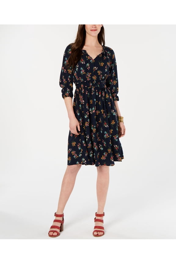 Style & Co Printed Tassel Tie Midi Dress Spring Sprigs XL