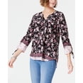 thumbnail image 1 of Style & Co Printed Tie Cuff Tunic Floral Haze Multi XL, 1 of 1