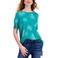 thumbnail image 1 of Style & Co Printed Tunic T-Shirt Emrld Sunflower XL, 1 of 1