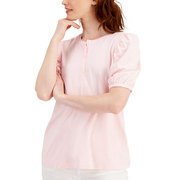 Style & Co Puff Sleeve Top Fiji Pink XL