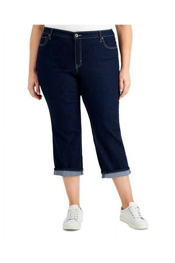 Style & Co RINSE Women's Plus Size Roll Cuff Capri Pants, US 14W